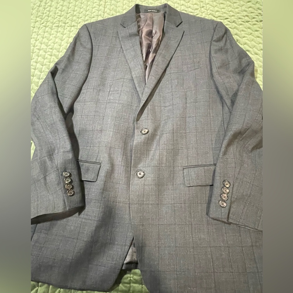 Lauren Ralph Lauren Mens 100% Wool Gray Check Blazer Size 42L